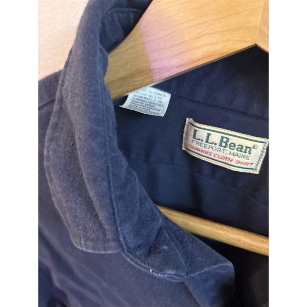 L.L.Bean Chamois Cloth Shirt Mens 16 XL Navy Blue Made in USA Workwear Cotton - Picture 4 of 11